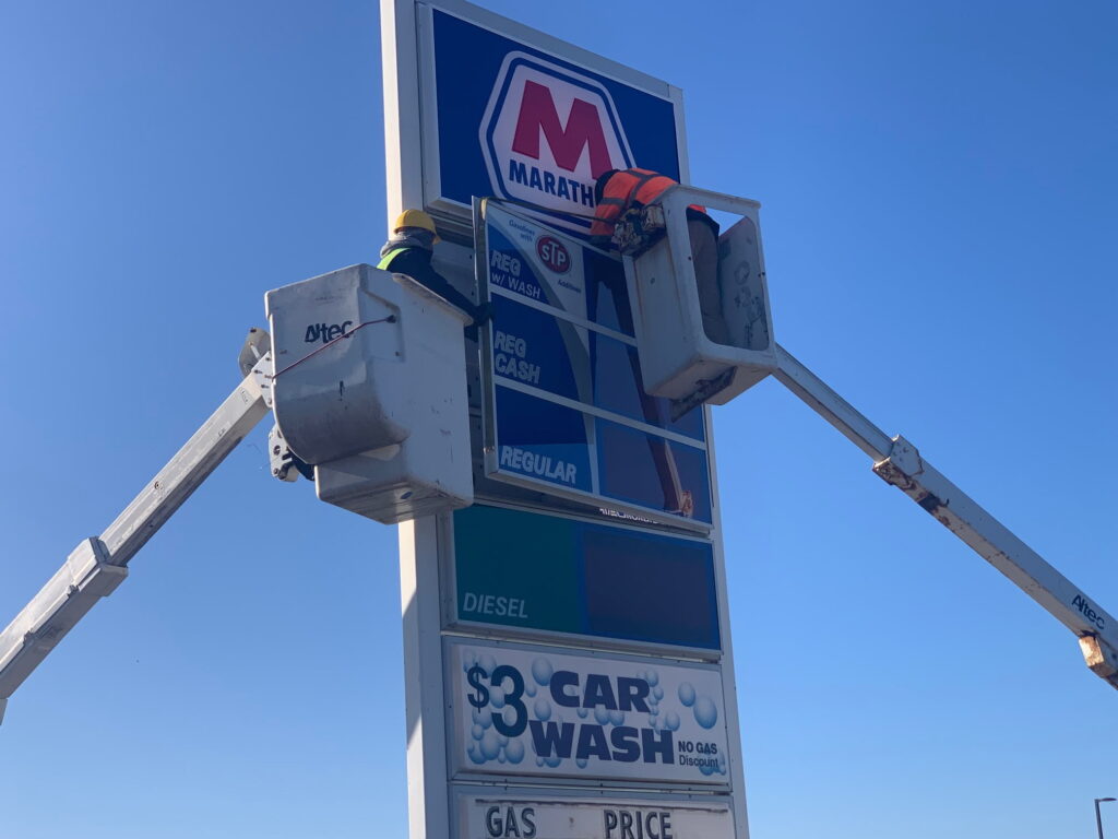 installation of gas station digital price sign
