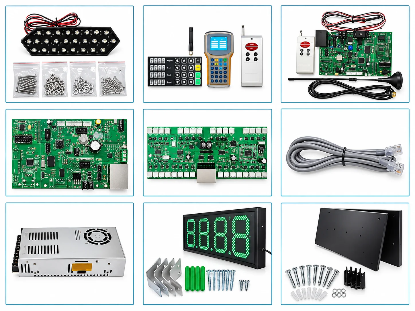 RF remote controller and control system for LED gas price sign