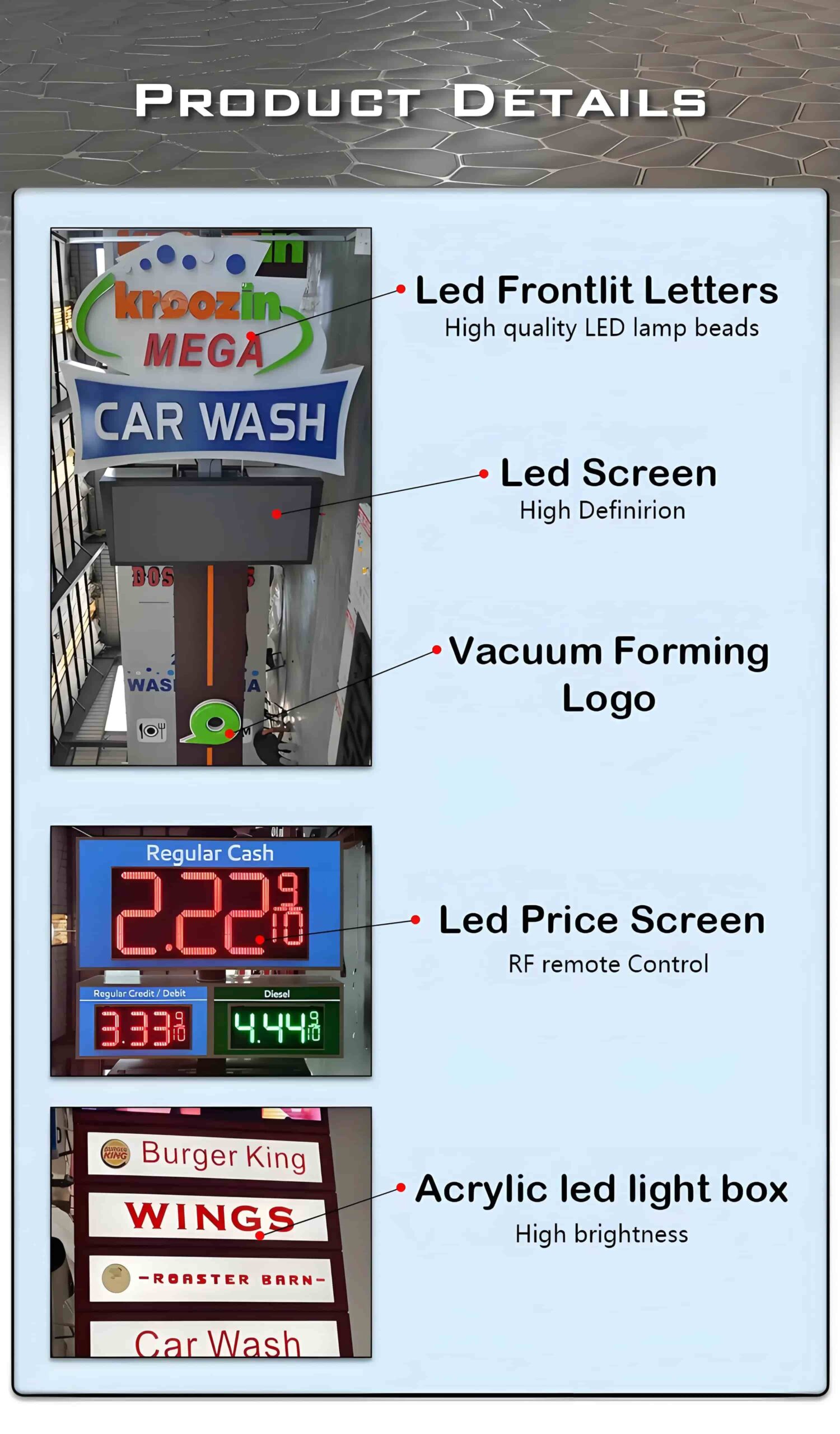 Pylon Sign Display Outdoor Stainless Steel Metal Led Custom Double Side Advertising ...