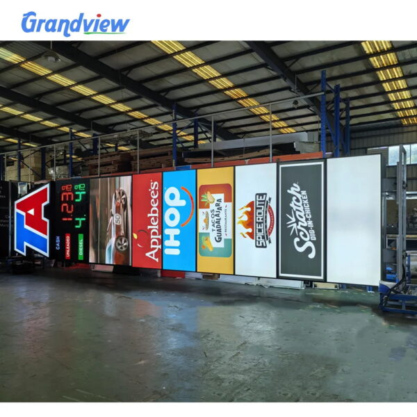 gas station pylon sign with LED gas price display