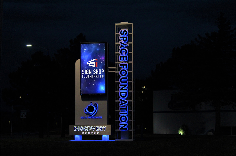 gas station pylon sign with LED gas price display
