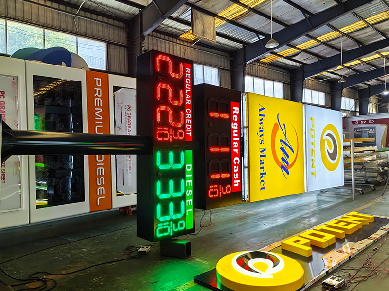 Custom gas station pylon sign manufactured by Grandview