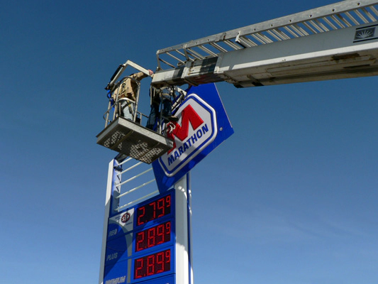 Installation of a gas station LED price display system