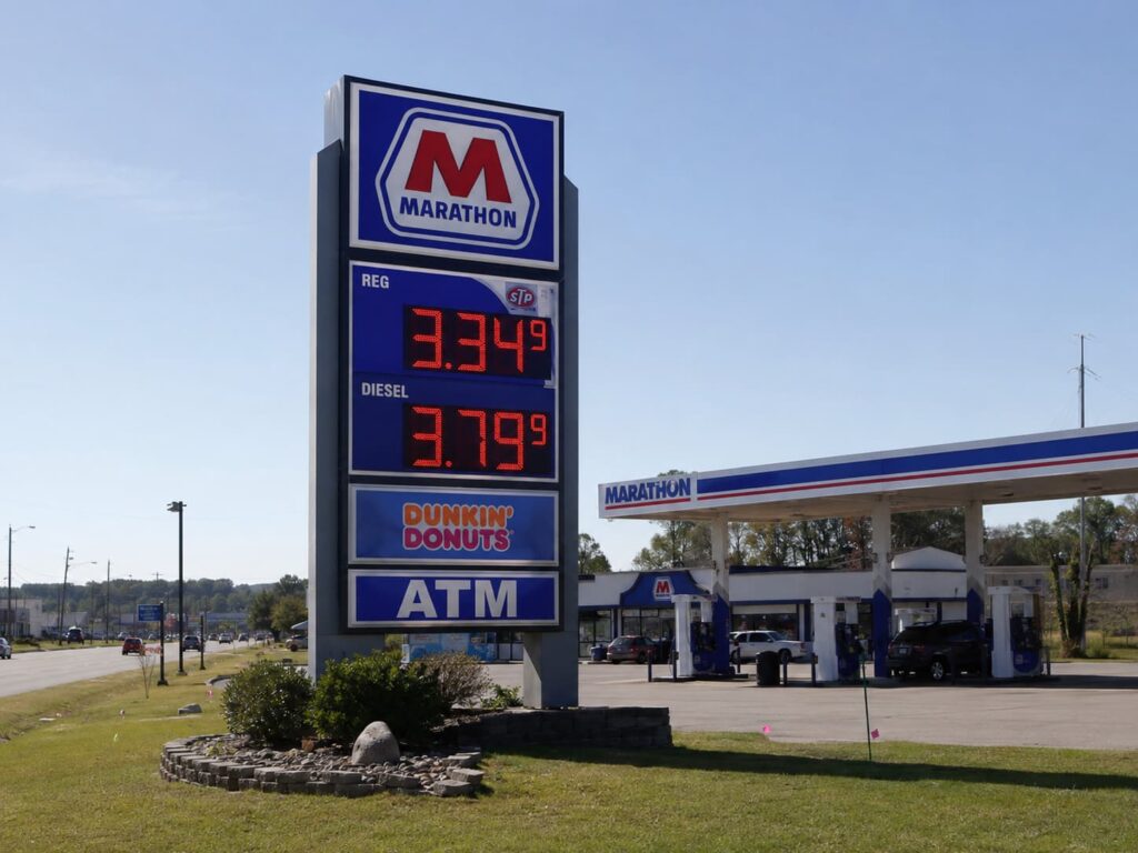 custom gas station LED price signs with pylon sign