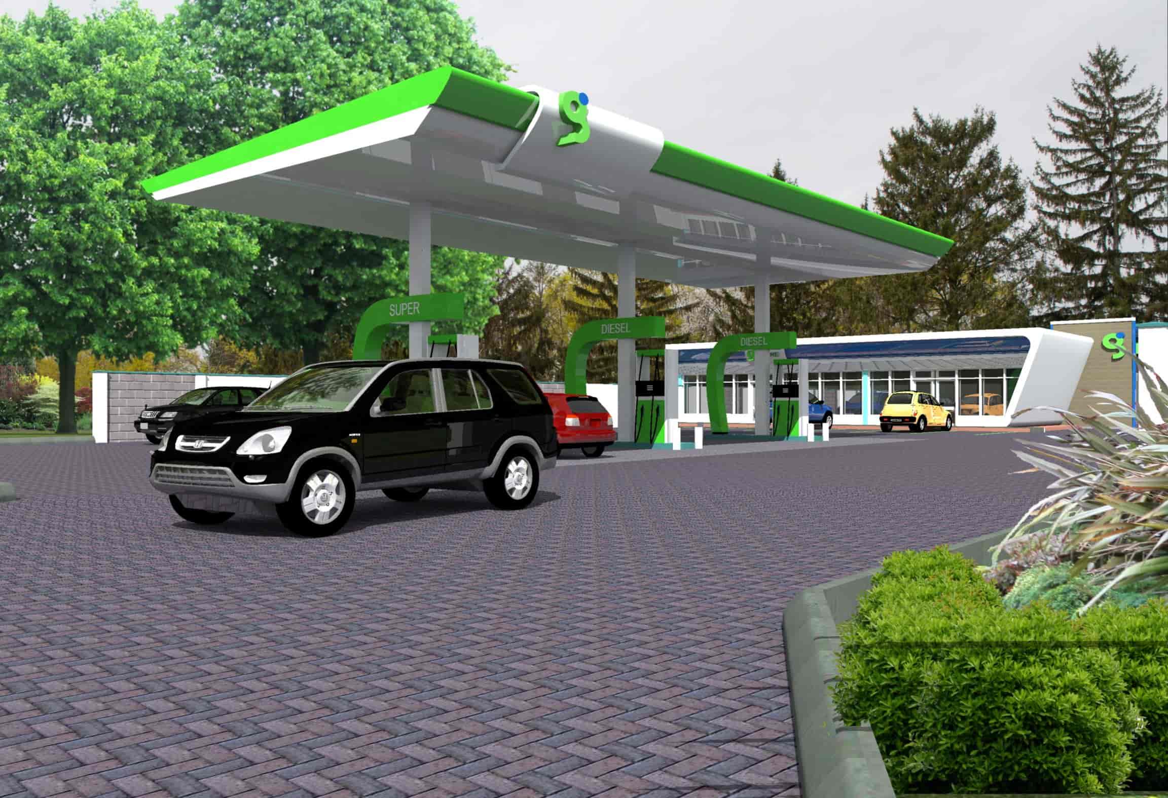 standard gas station canopy dimensions and clearance height