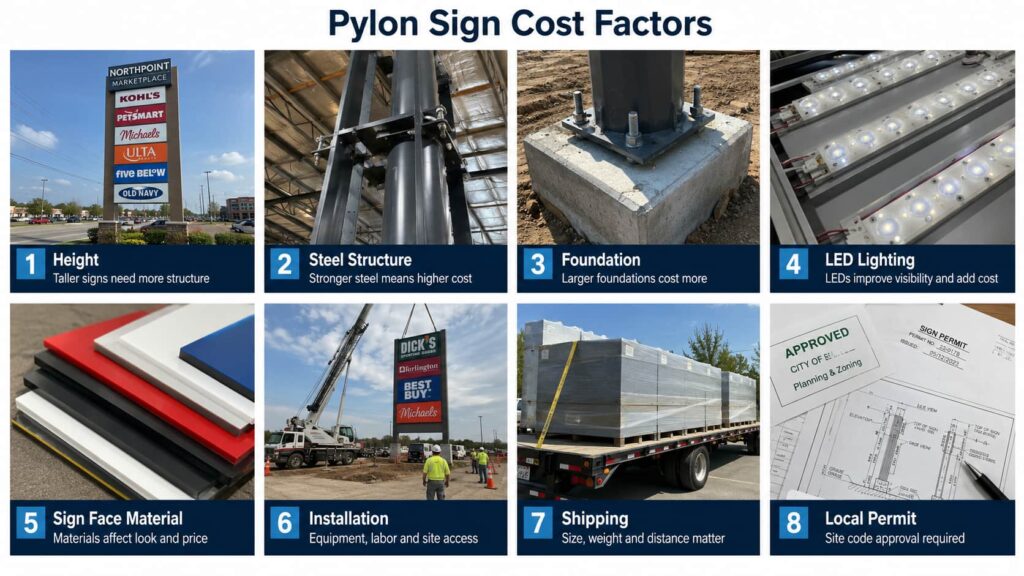pylon sign and monument sign cost factors