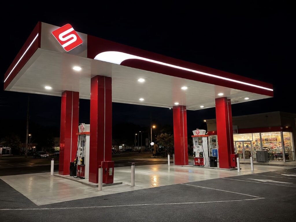 SURE petrol station canopy signage project in Australia
