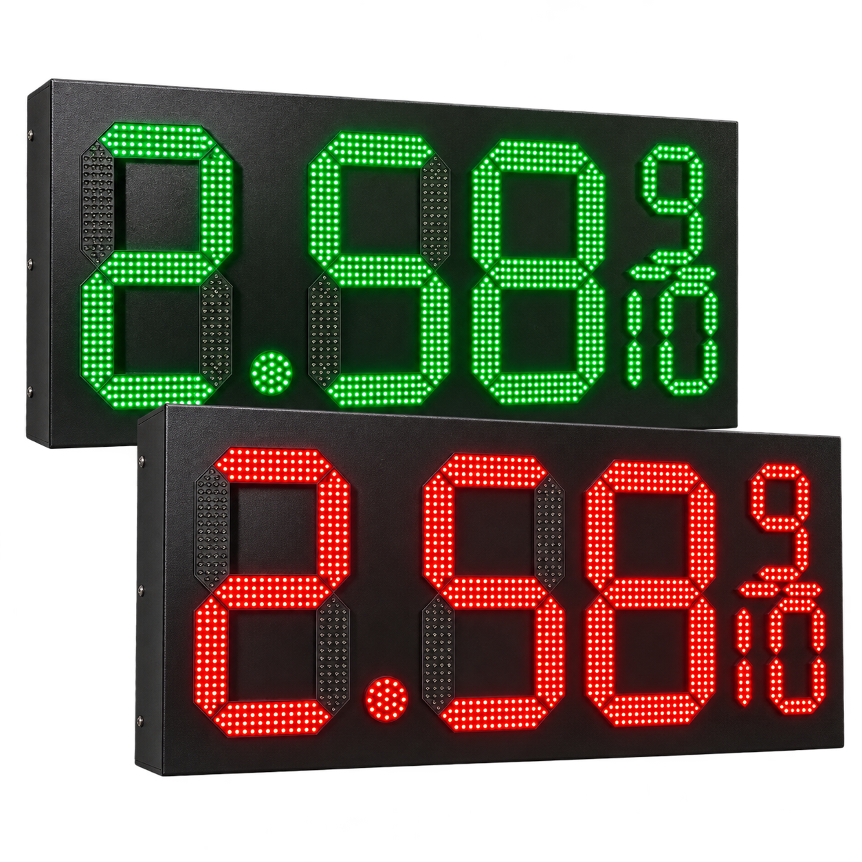 LED gas price sign installed on a roadside fuel station pylon